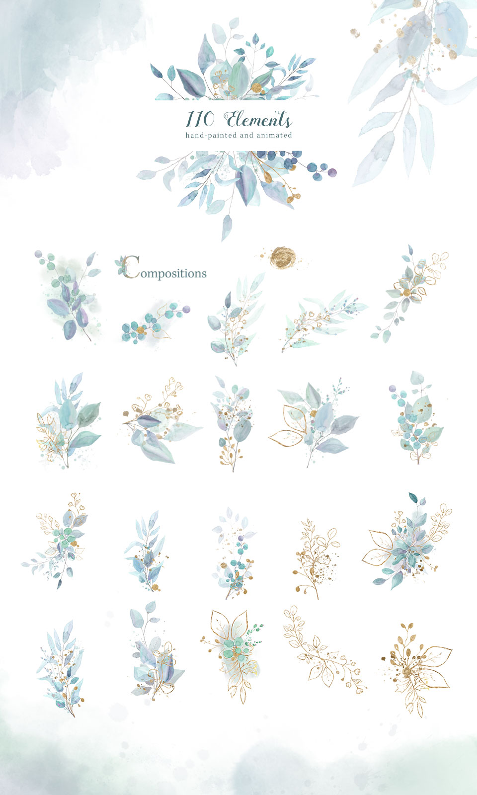 Floral Watercolor Design Pack - 3