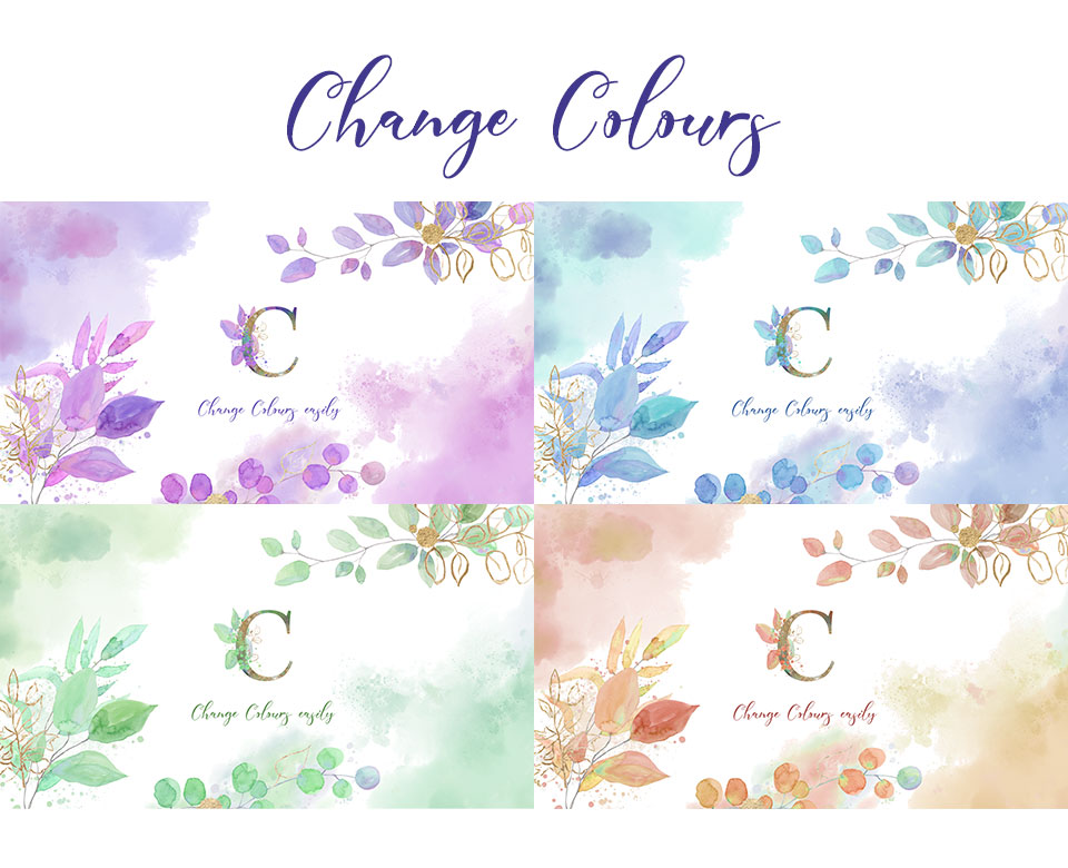 Floral Watercolor Design Pack - 2